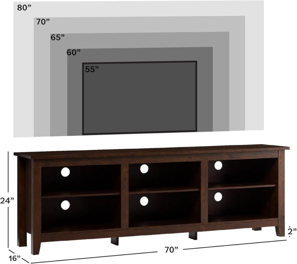 Essential 70" Rustic Wood TV Stand - Rustic Oak