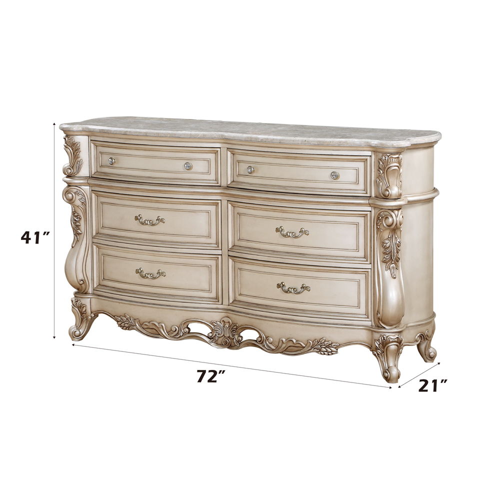 Gorsedd - Dresser With Marble Top - Marble Top & Golden Ivory