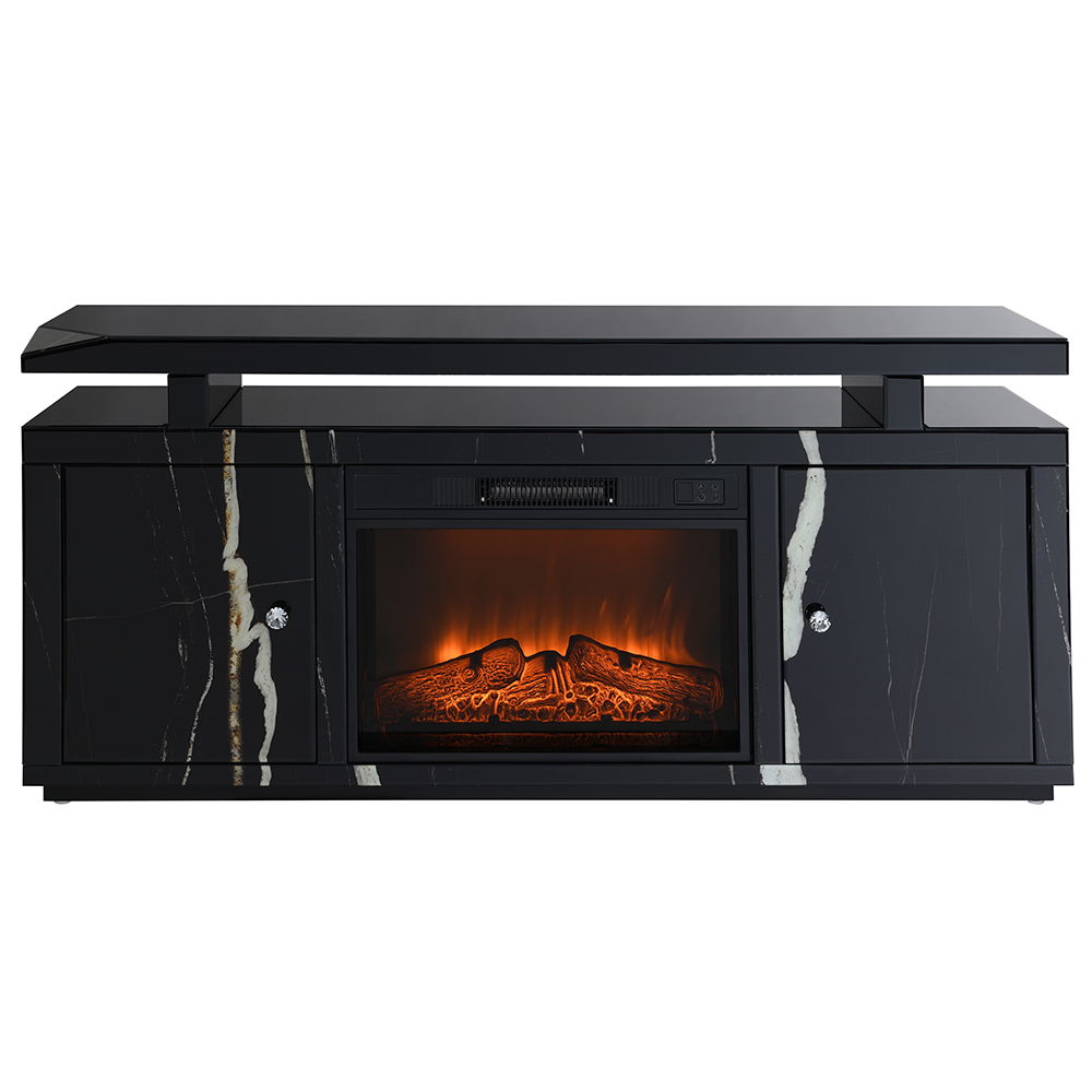 ACME Drisana - TV Stand With Fireplace - Black Mirrored Finish | Meri Furniture