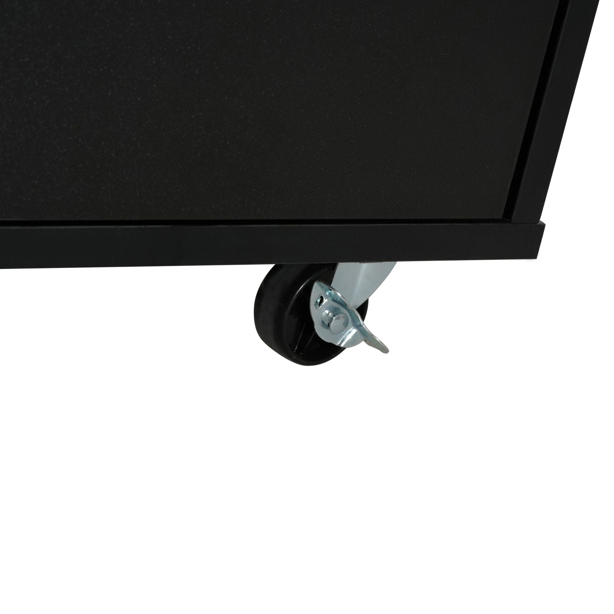 Mobile Kitchen Cart With Storage With 2 Doors, 3 Drawers & Adjustable Shelf - Black / Natural