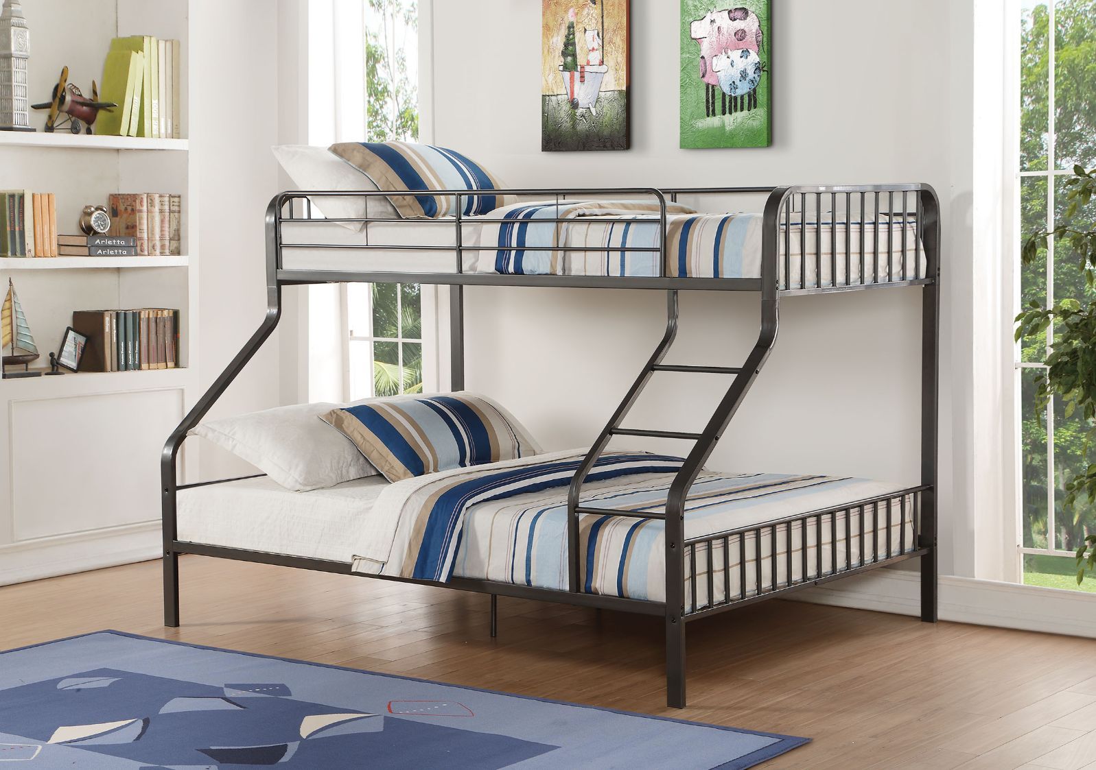 ACME Caius - Twin Long Over Queen Bunk Bed - Gunmetal | Meri Furniture