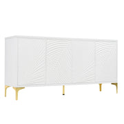Modern 4 Door Sideboard With Creative Carved Surface And Adjustable Shelves