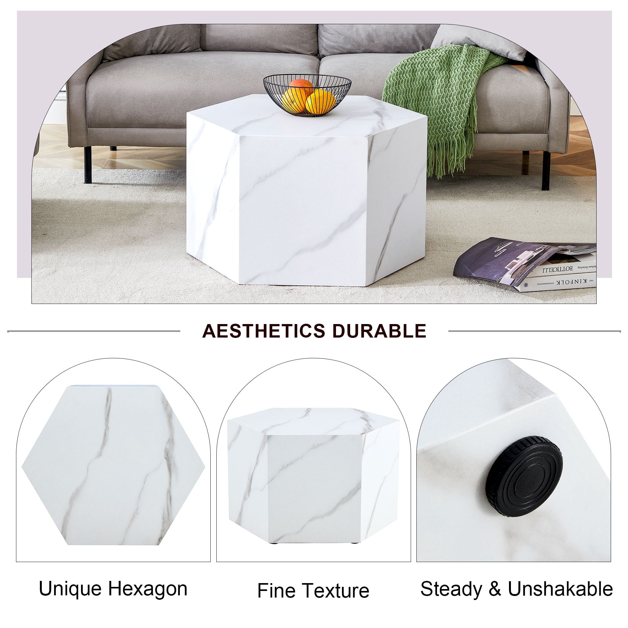 Modern Coffee Table With Complex Texture Patterns, Stylish And Durable Design - White