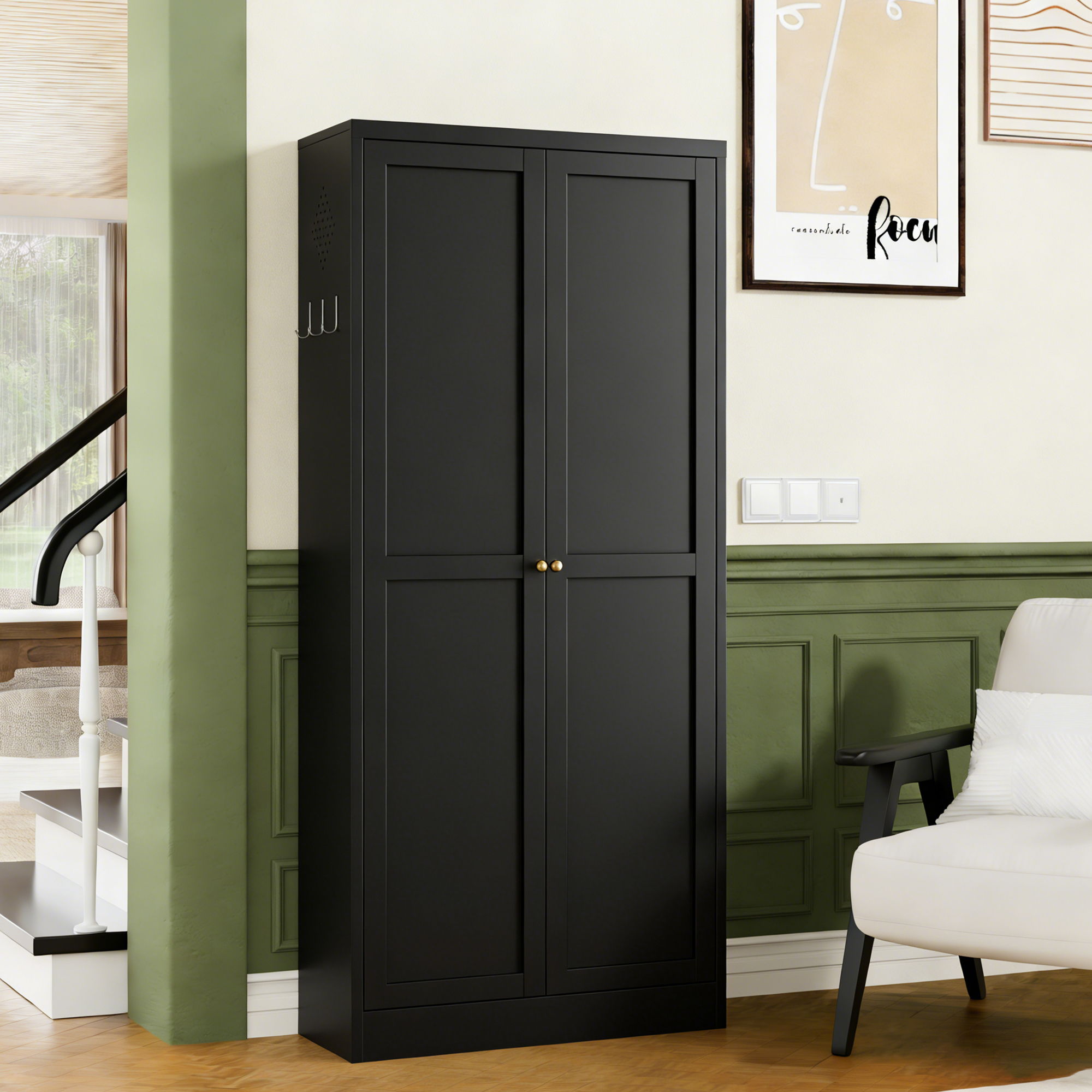 Kitchen Pantry Cabinet With 4 Adjustable Shelves, Heavy Duty Freestanding Organizer