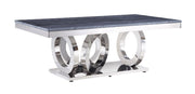 ACME Zasir - Coffee Table - Gray Printed Faux Marble & Mirrored Silver Finish | Meri Furniture