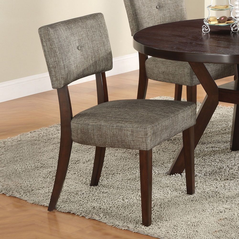 ACME Drake - Side Chair (Set of 2) - Gray Fabric & Espresso | Meri Furniture