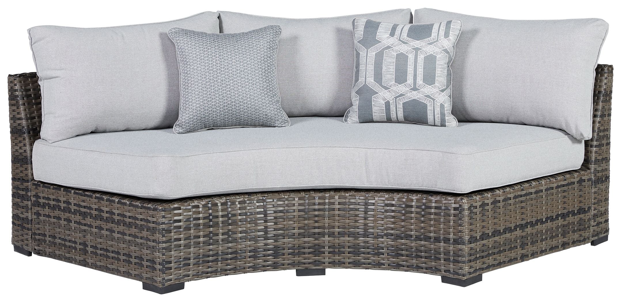 Signature Design by Ashley® Harbor Court - Gray - Curved Loveseat With Cushion | Meri Furniture