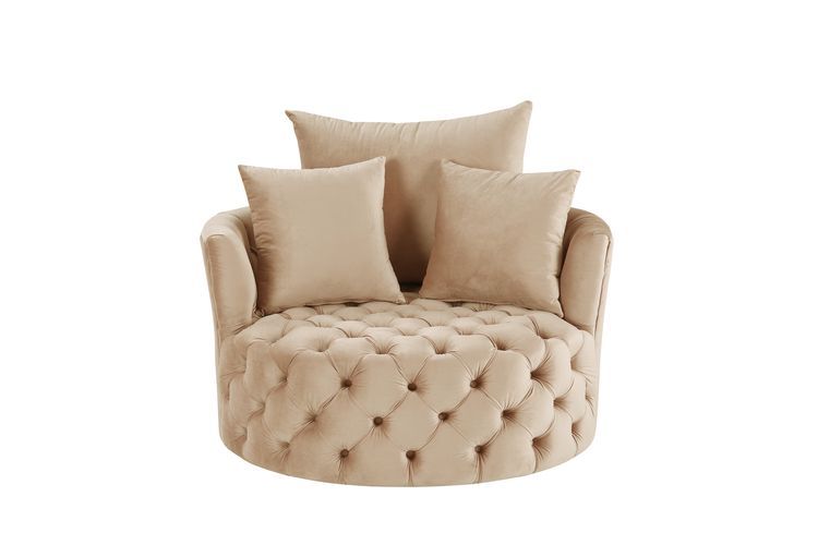ACME ‧Seat Construction: Full Foam‧Wooden Inner Frame‧Tight Seat & Back Cushion‧Botton Tufted‧3 Pillows Included‧Foam Density: D28‧Swivel Function(360 Degree) | Meri Furniture