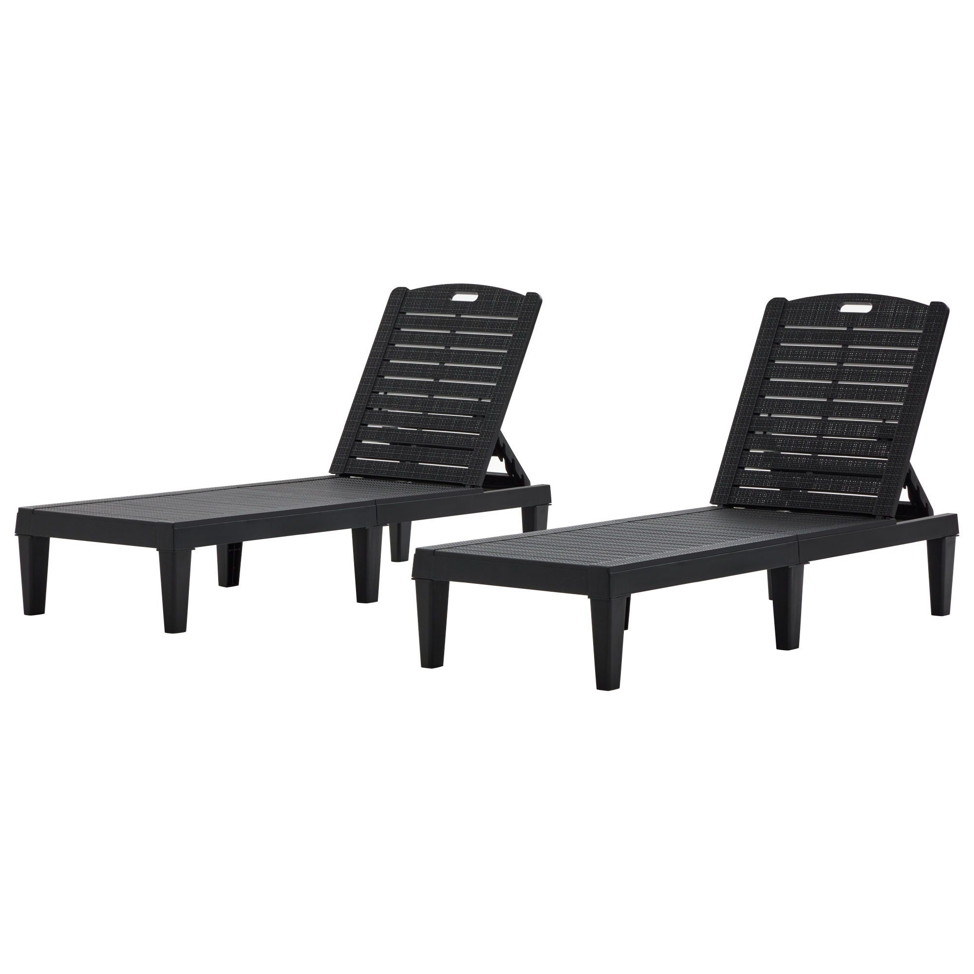 2 Piece Outdoor Chaise Lounges With Adjustable Backrest