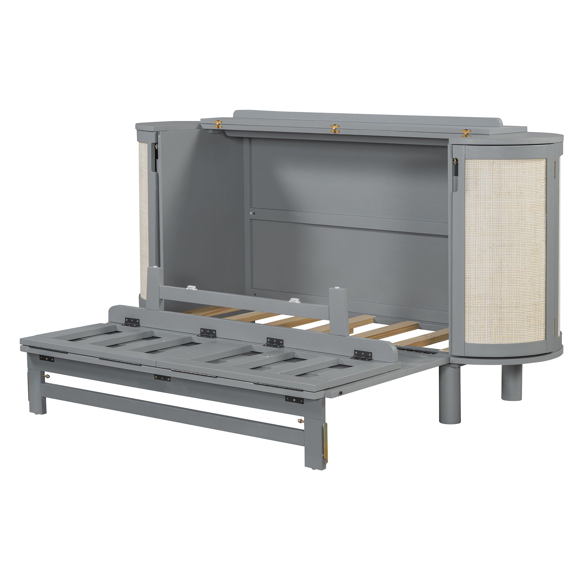 Murphy Bed With Hidden Storage & Modern Woven Design