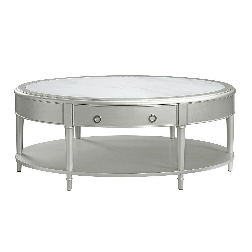 ACME Kasa Coffee Table - Sintered Stone Top & Champagne Finish | Meri Furniture
