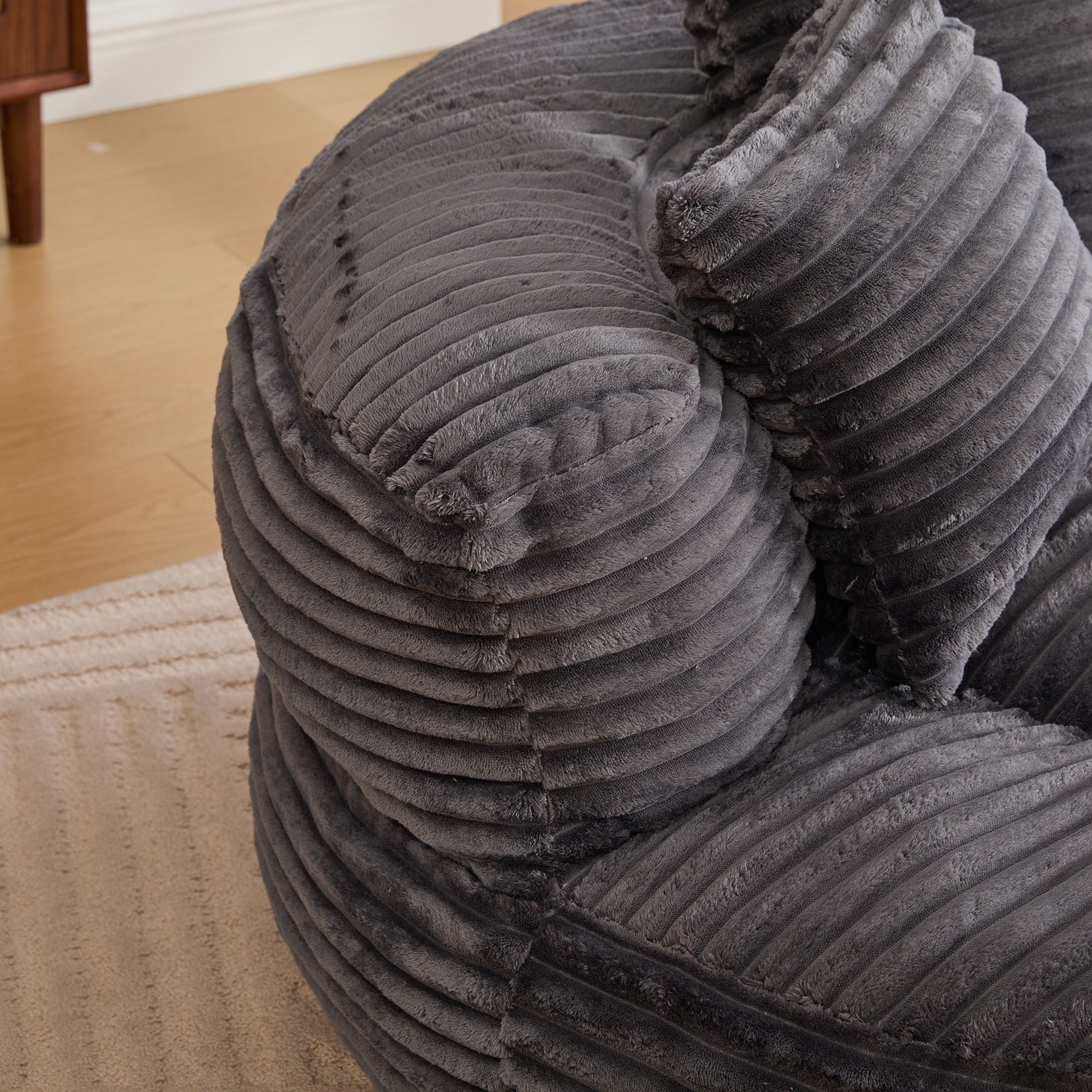 Oversized Bean Bag Chair With 3 Pillows & Armrest - Dark Gray