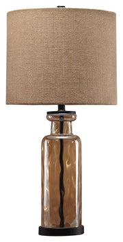 Ashley Furniture Laurentia - Champagne - Glass Table Lamp | Meri Furniture