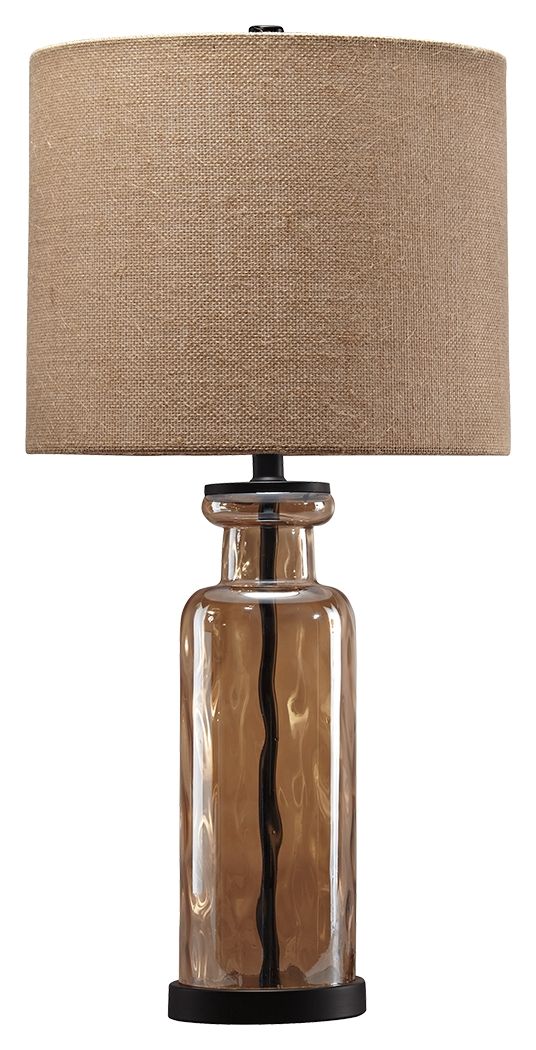 Ashley Furniture Laurentia - Champagne - Glass Table Lamp | Meri Furniture