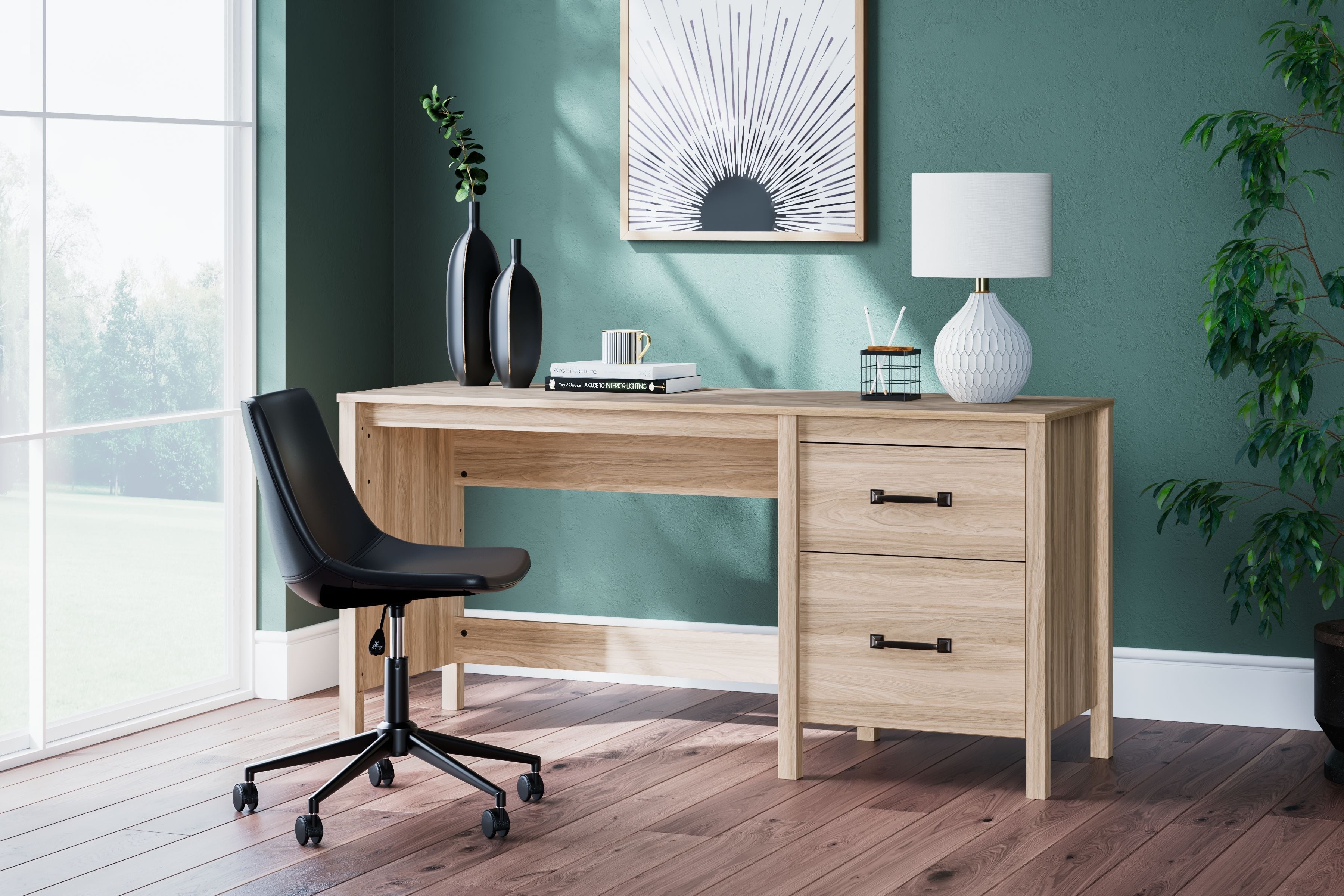 Signature Design by Ashley® Battelle - Tan - Home Office Desk | Meri Furniture