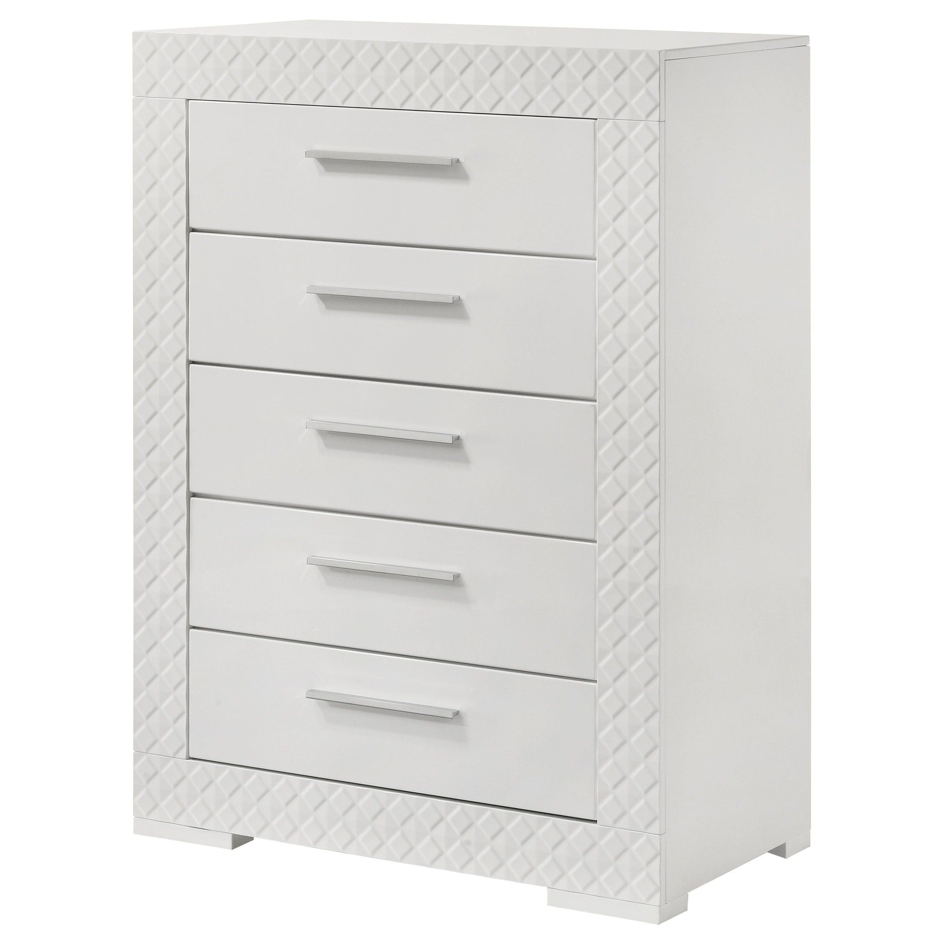 Coaster Fine Furniture Ives - 5-Drawer Bedroom Chest Of Drawers - White High Gloss | Meri Furniture
