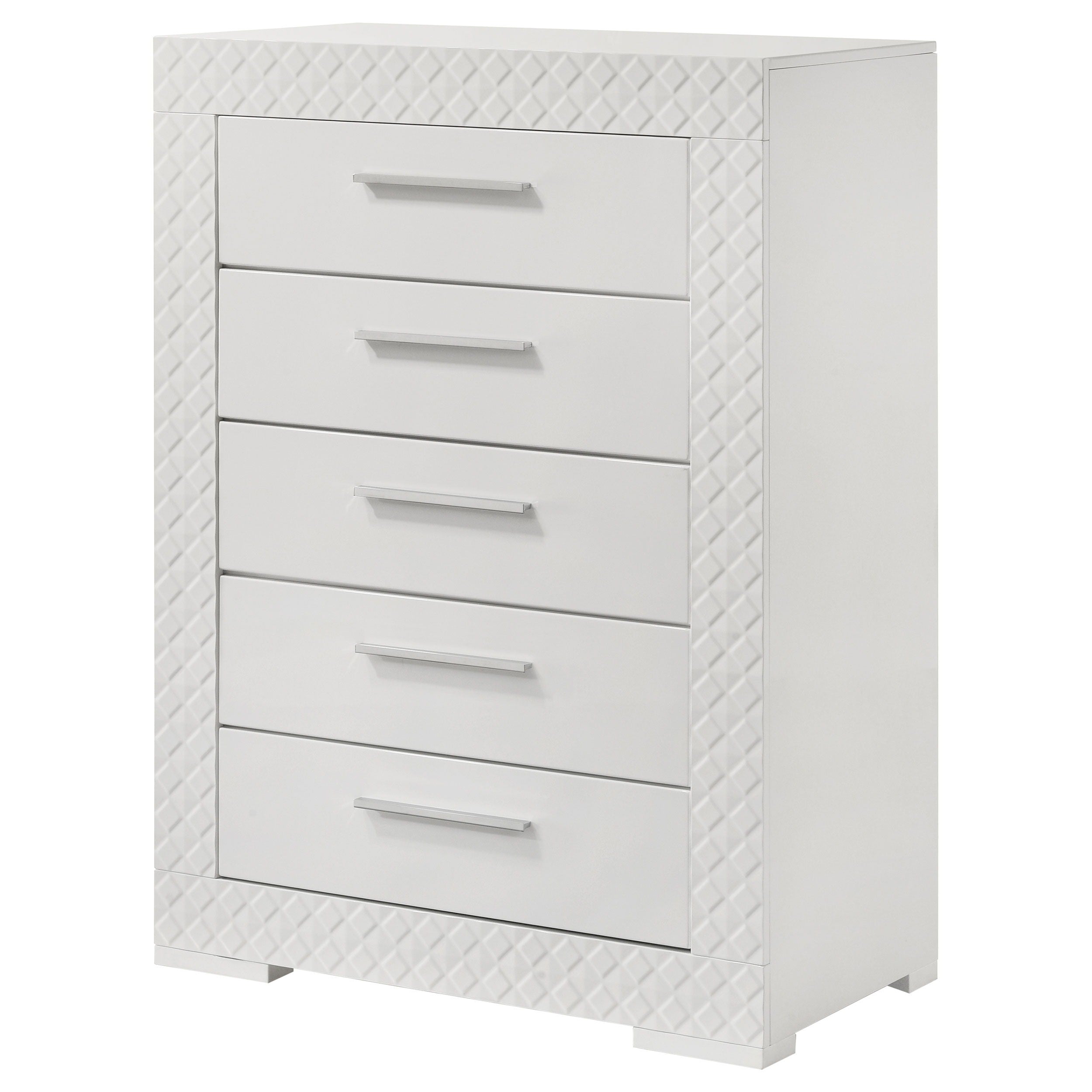 Coaster Fine Furniture Ives - 5-Drawer Bedroom Chest Of Drawers - White High Gloss | Meri Furniture