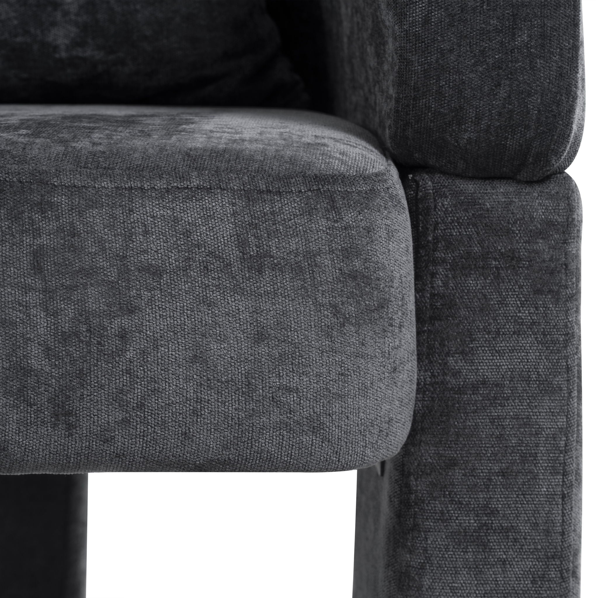 Modern 3 Leg Chenille Accent Chair With Ergonomic Arms & Removable Pillow