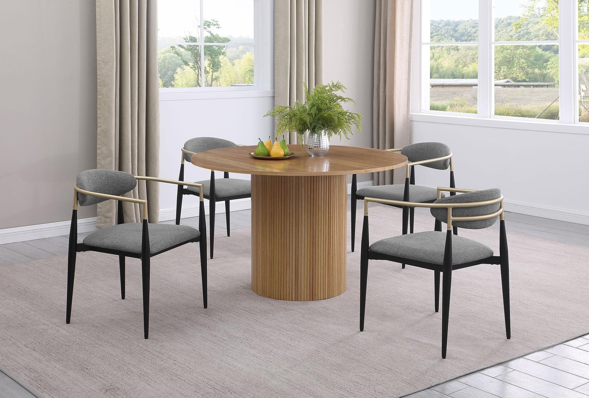Bradbury Fabric Upholstered Dining Arm Chair Grey (Set of 2)