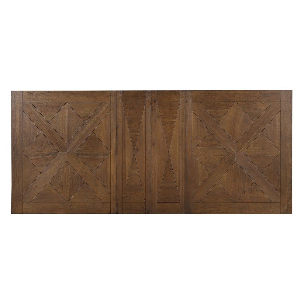 Pascaline - Dining Table - Gray Fabric, Rustic Brown & Oak