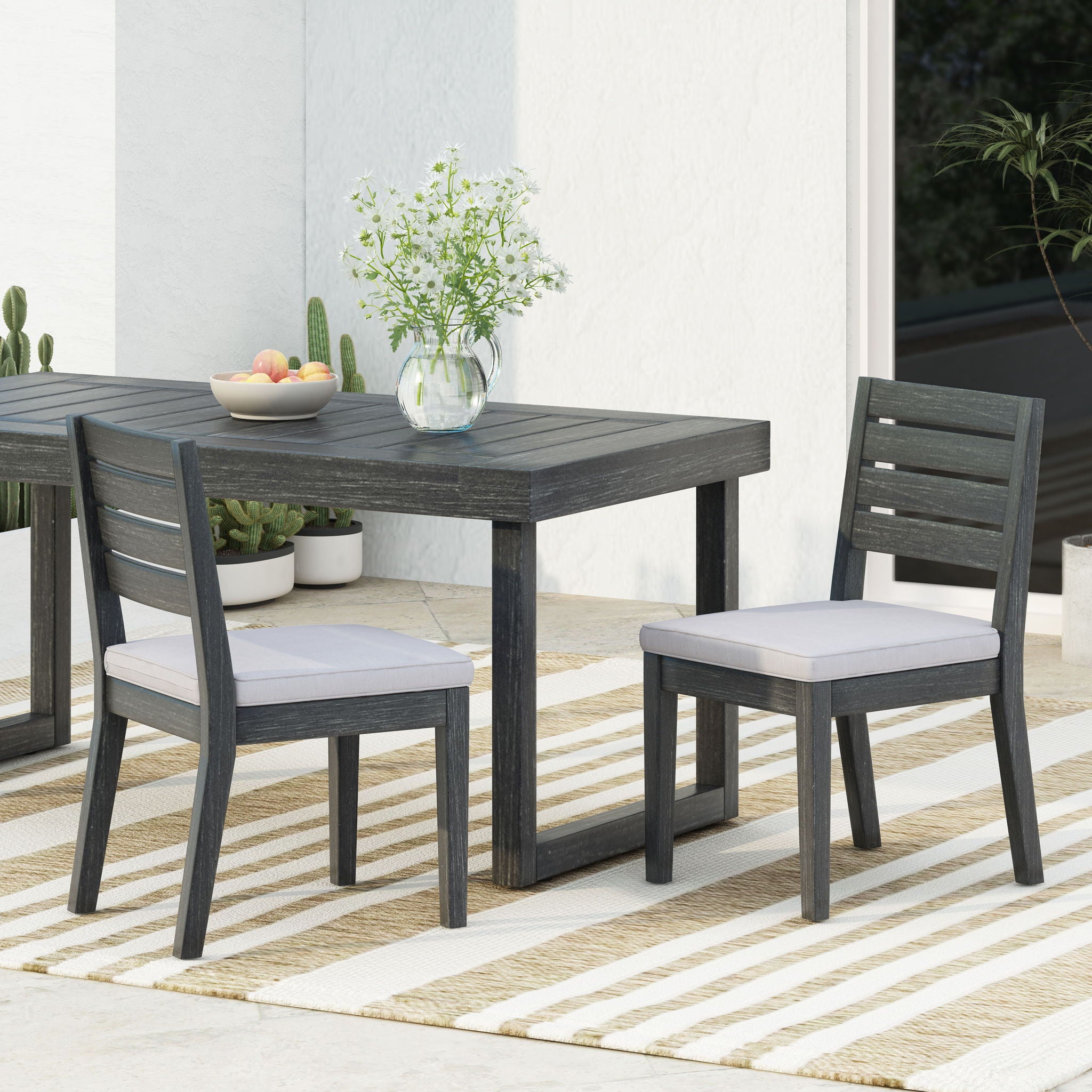 Outdoor Armless Dining Chair With Cushions