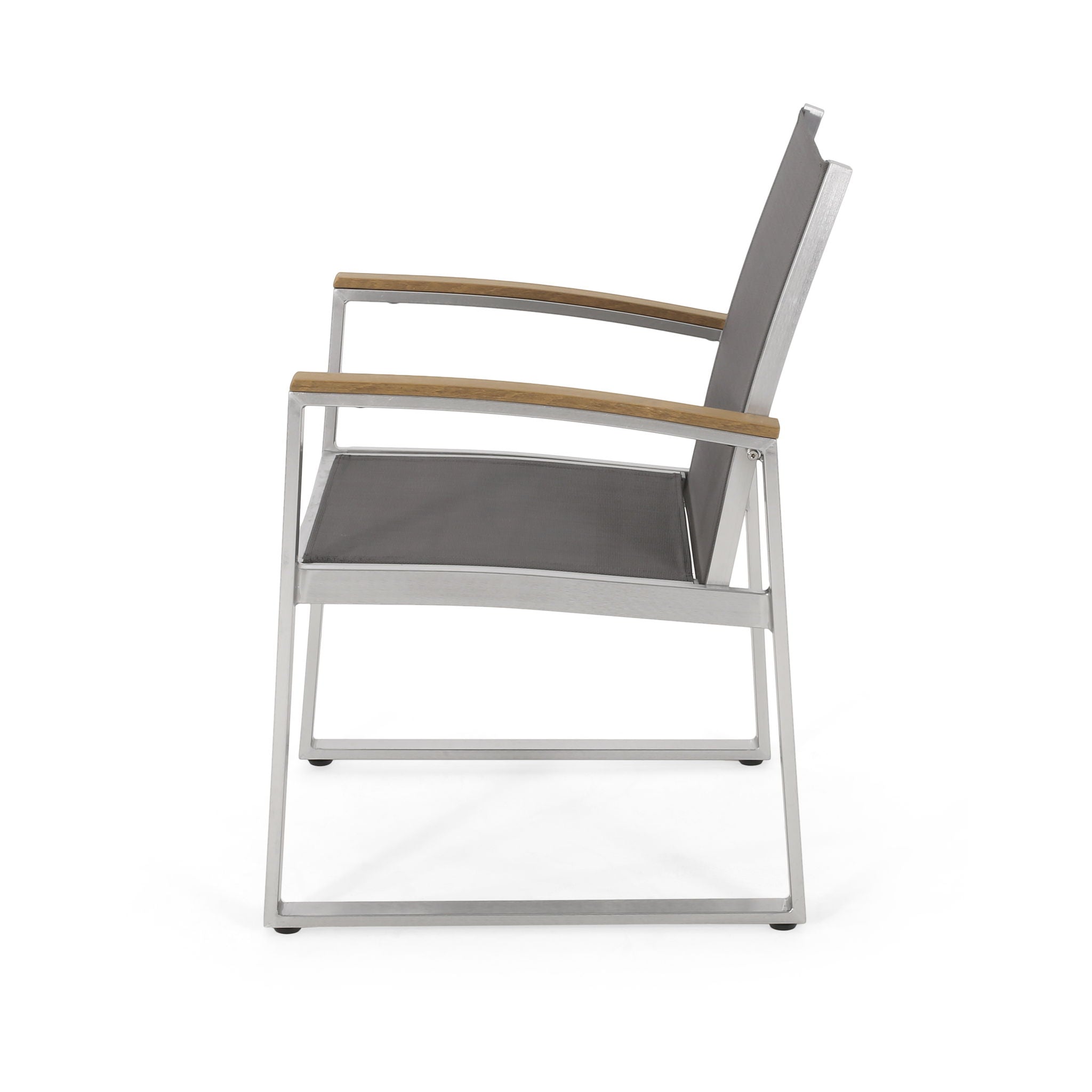 Poetic - Outdoor Dining Chair With Faux Wood Arms And Aluminum Frame (Set of 2) - Gray