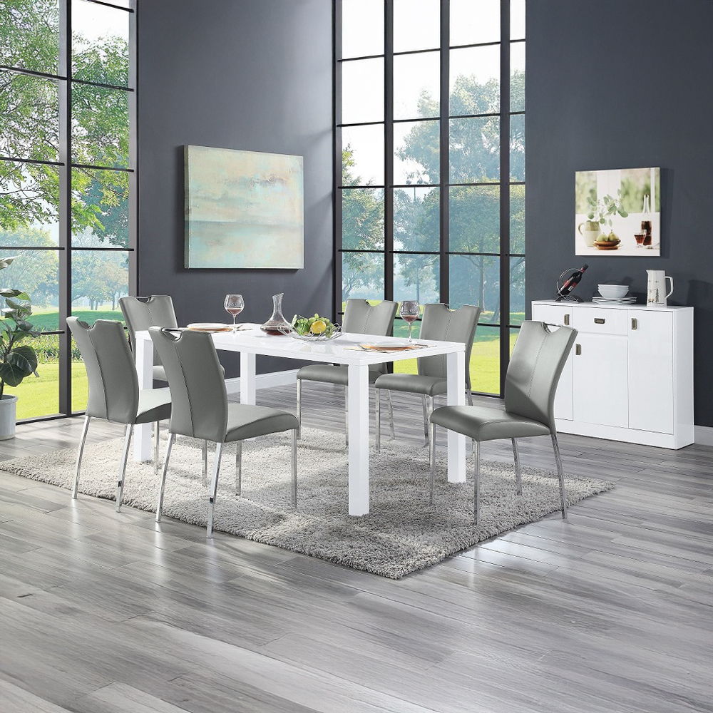 Pagan - Side Chair Set of 2) - Gray Synthetic Leather & Chrome