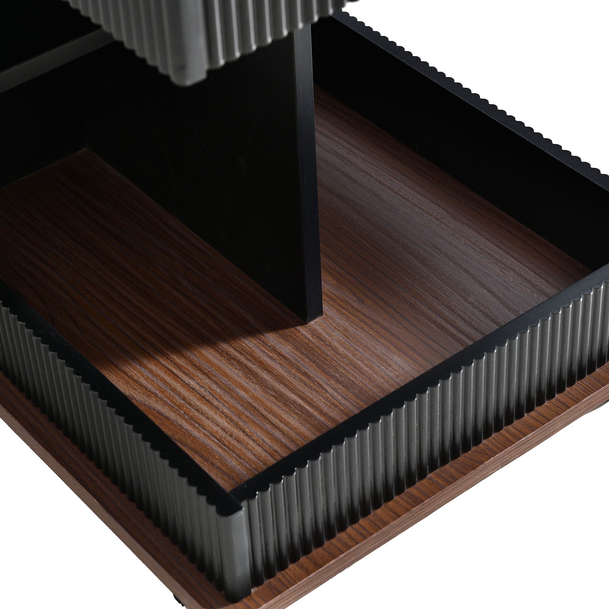 Adjustable End Table With Wheels, 360°Rotating Top And Storage Space