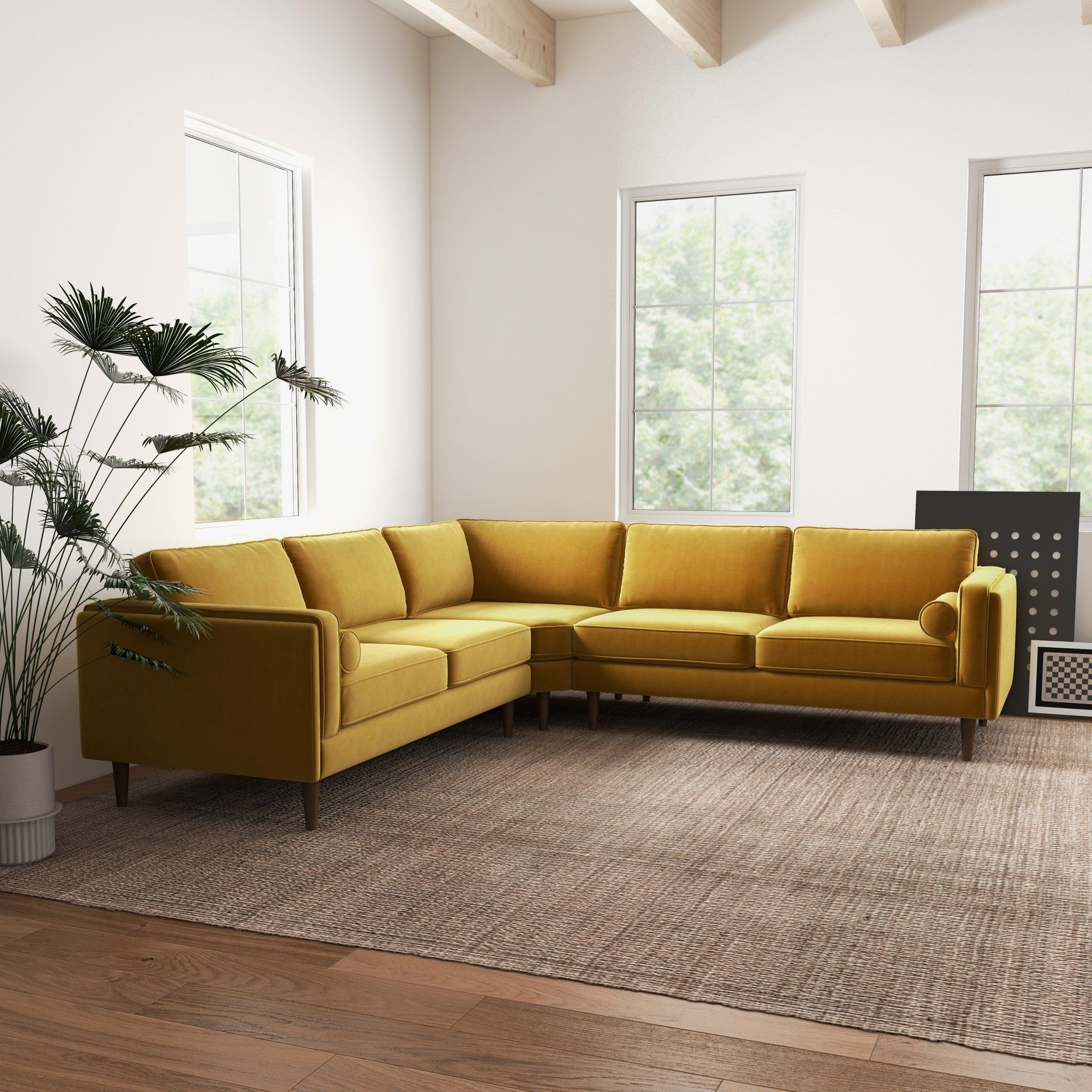 Amber - Velvet Corner Sectional Sofa