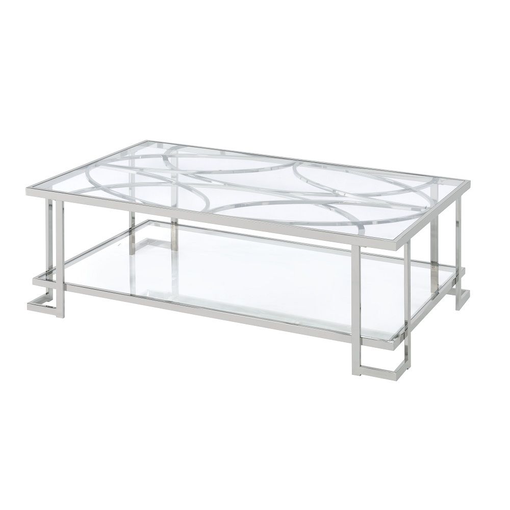 ACME Kalan - Coffee Table - Glass & Silver | Meri Furniture