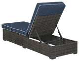 Grasson - Brown / Blue - Chaise Lounge With Cushion