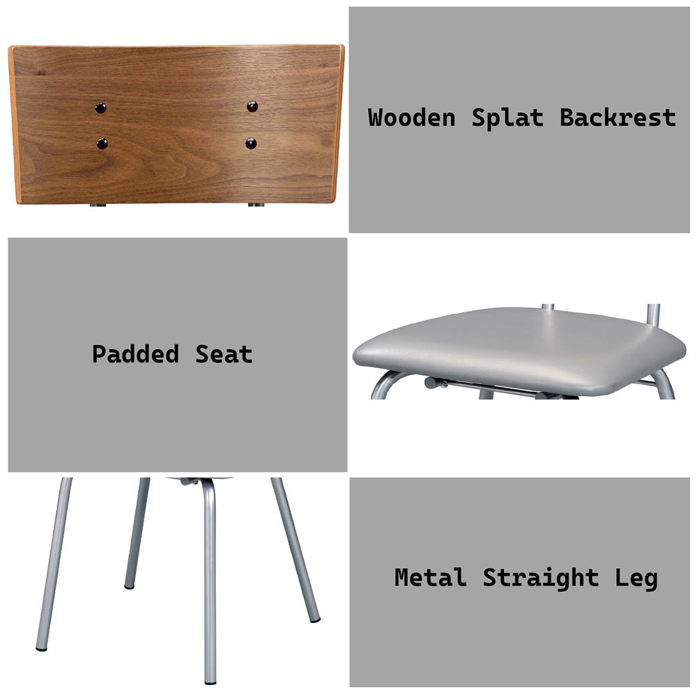 Jurgen - Side Chair Set of 2) - Gray Synthetic Leather, Oak & Silver