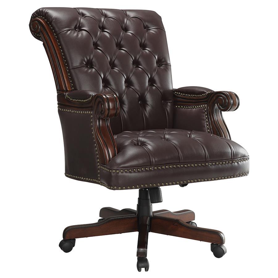 Coaster Fine Furniture Calloway - Upholstered Executive Office Desk Chair - Dark Brown | Meri Furniture