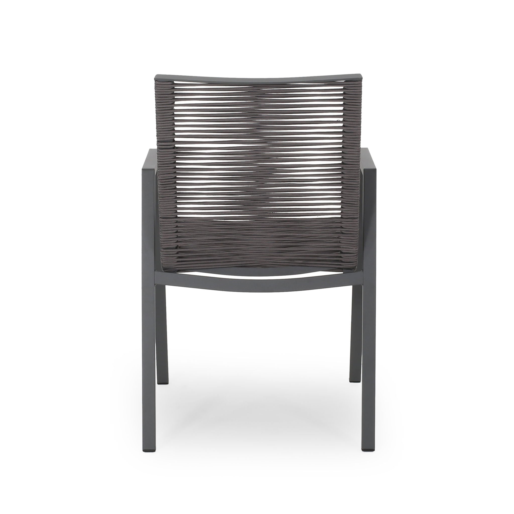 Outdoor Modern Aluminum Dining Chair Set With Rope Sea (Set of 2)