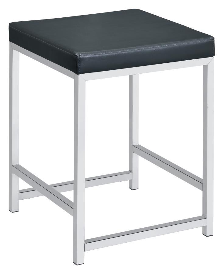 Coaster Fine Furniture Afshan - Upholstered Square Padded Vanity Stool - Chrome | Meri Furniture