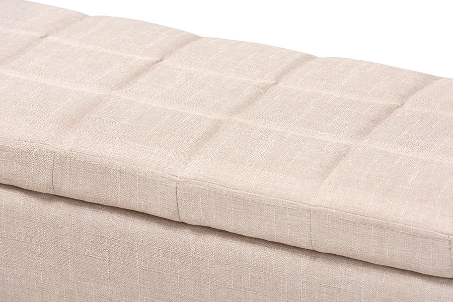 Fera Modern and Contemporary Beige Fabric Upholstered Storage Ottoman