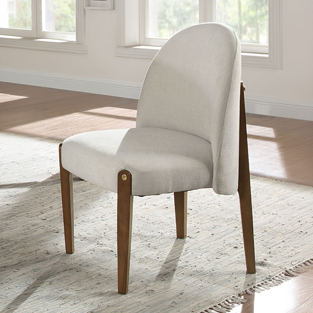 ACME Gamarya - Side Chair (Set of 2) - White Fabric & Oak | Meri Furniture