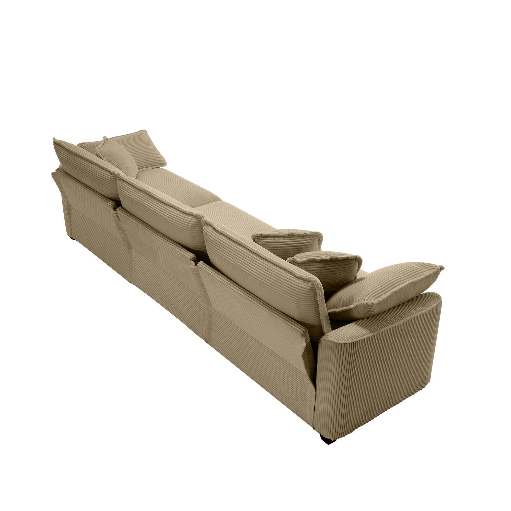 Mid-Century Modern 3 Seater Sectional Sofa With Arm And Throw Pillows