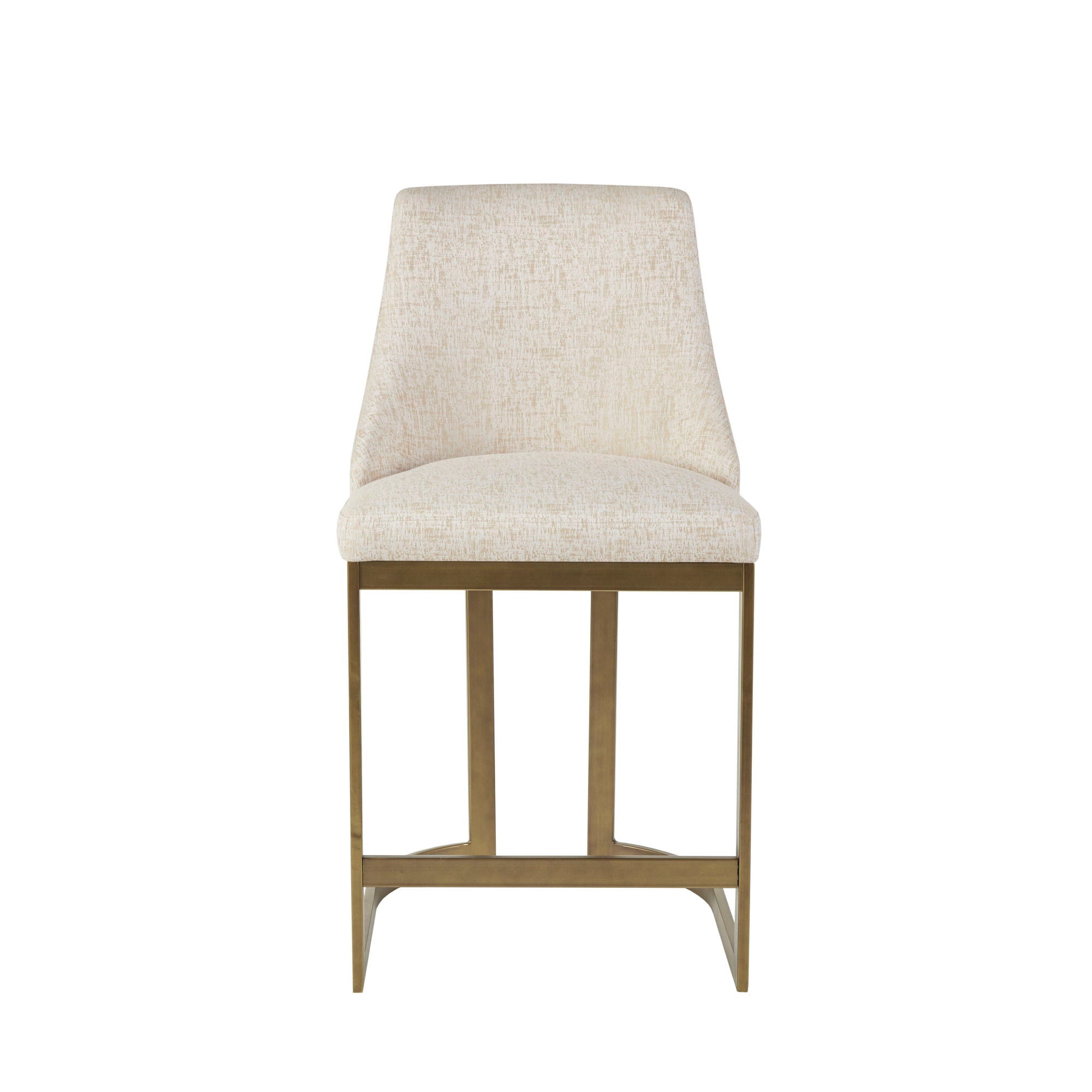 Modern Upholstered Counter Stool With Metal Base - Cream
