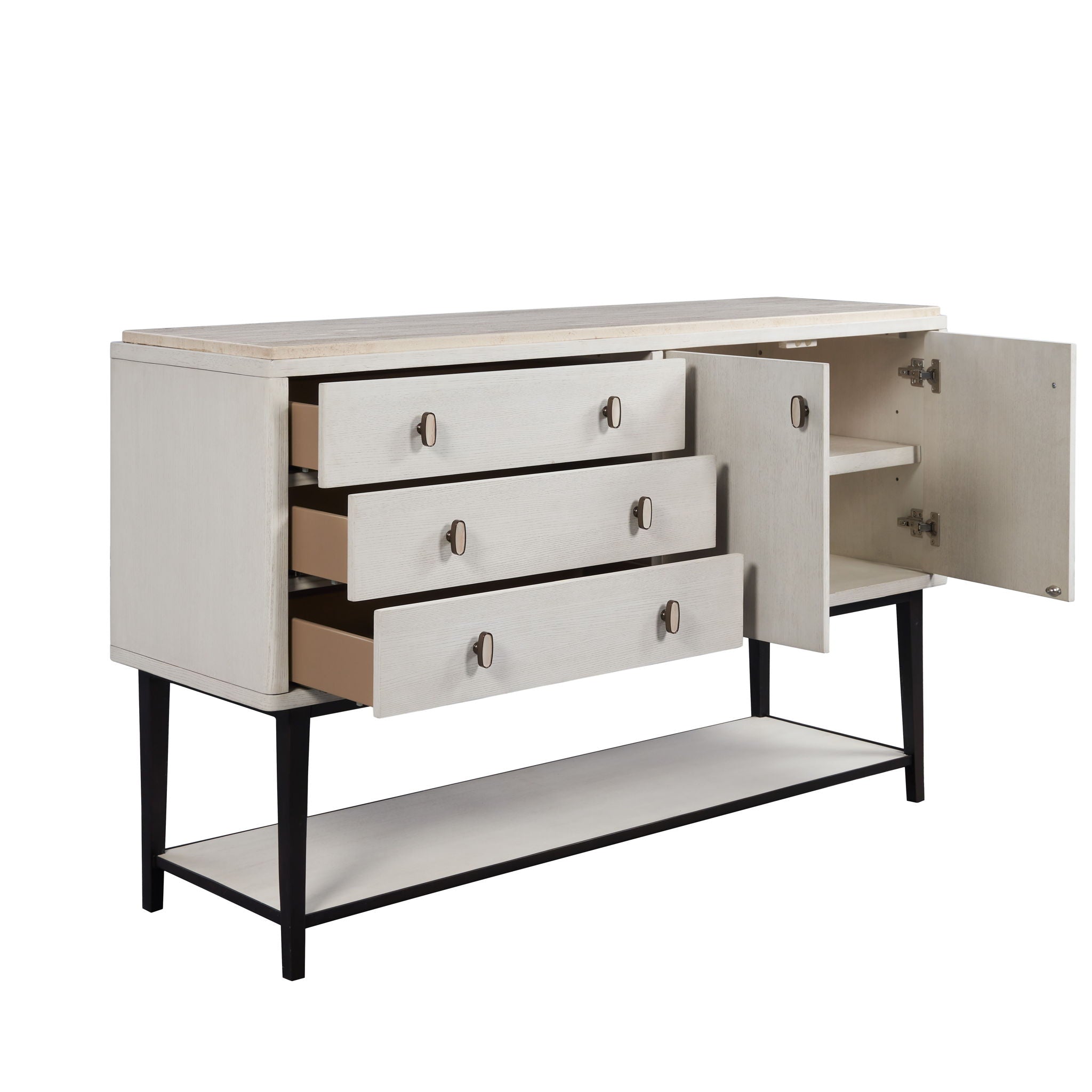 Server With Metal Base - White