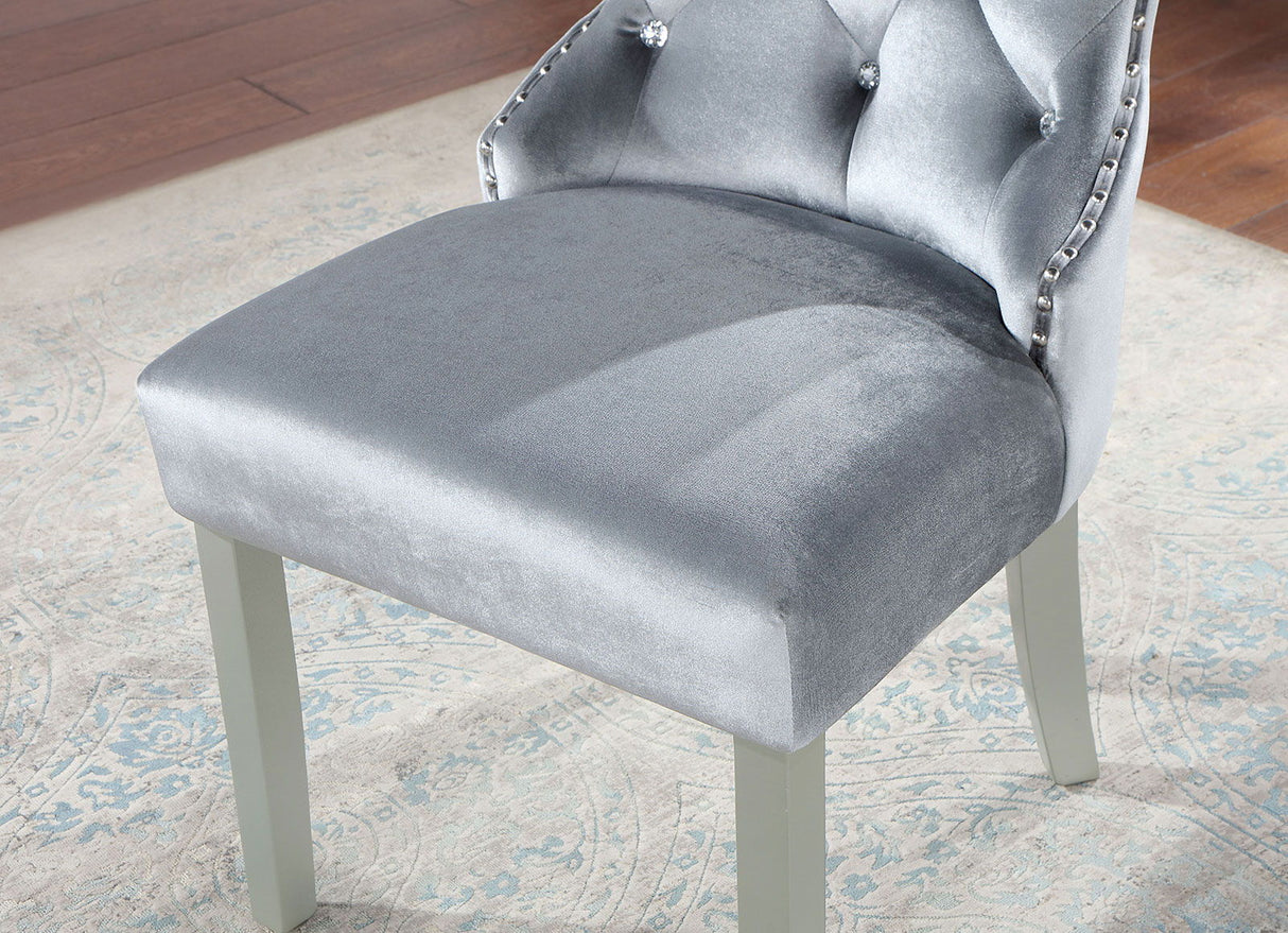 Adalia - Wingback Chair (Set of 2) - Silver / Dark Gray