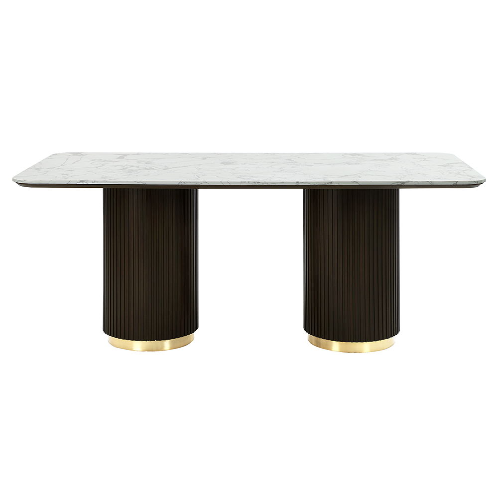 ACME Clayten - Dining Table With Marble Top - White Natural Marble Top & Espreeso Finish | Meri Furniture