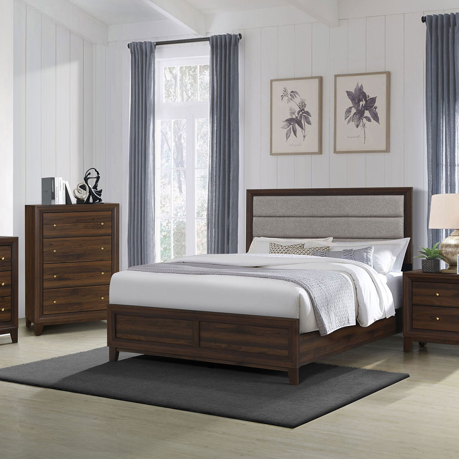 Anza - 2 Drawer Nightstand Bedside Table With Smooth Storage - Walnut
