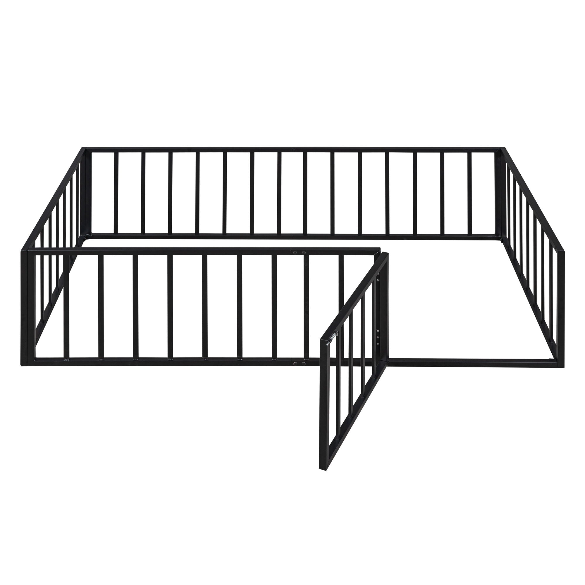 Metal Floor Bed Frame With Fence And Door