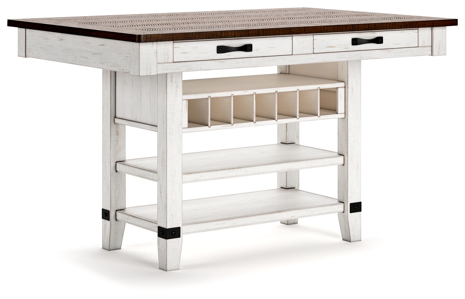 Signature Design by Ashley® Valebeck - Rect Dining Room Counter Table With Wine Rack | Meri Furniture