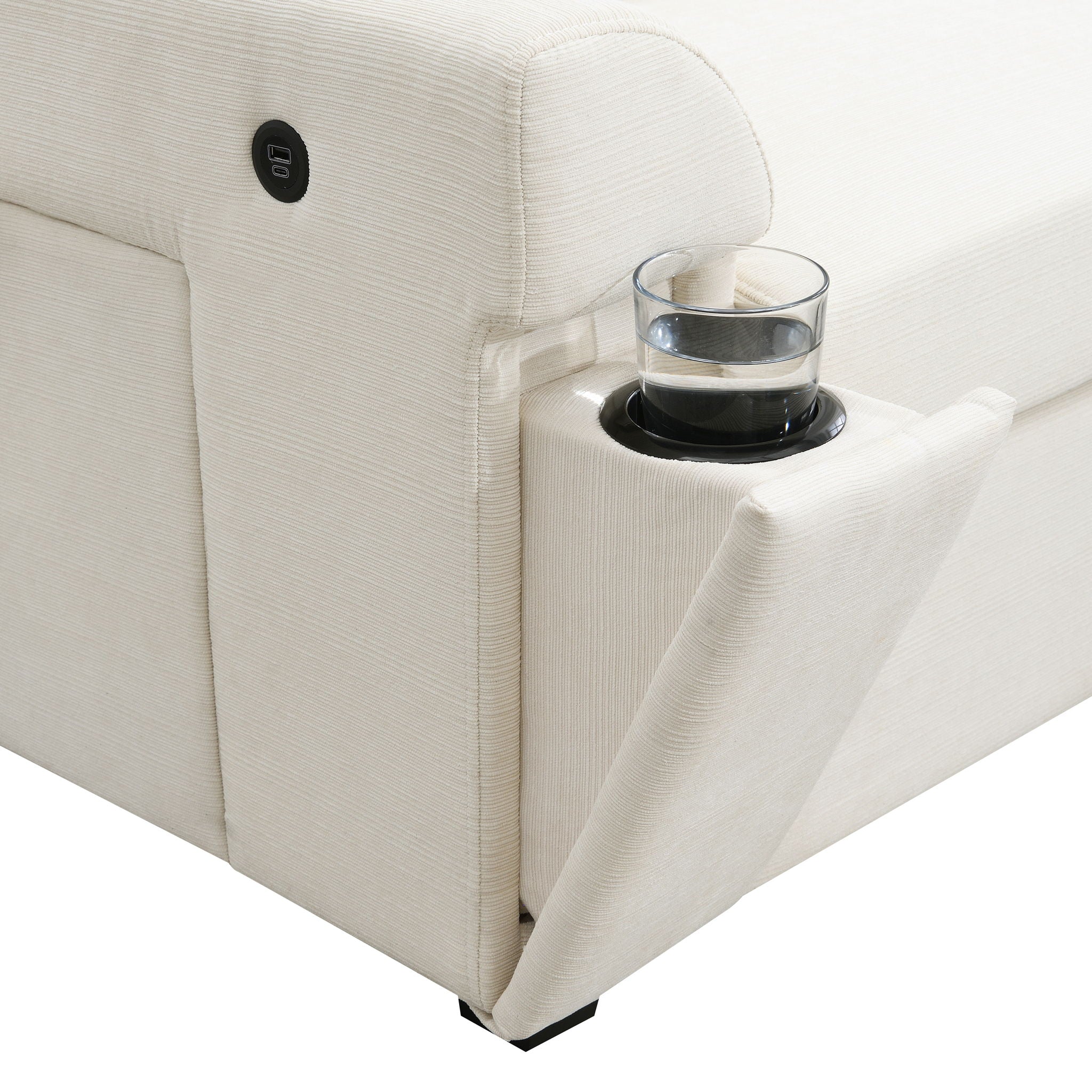 U Shaped Sectional Sofa 6 Seat Couch Set With Oversized Ottoman, Hidden Armrest Storage And Cup Holders USB Charging Ports Wide Seat Sofa