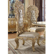 ACME Cabriole - Side Chair (Set of 2) - Light Gold PU & Gold Finish | Meri Furniture