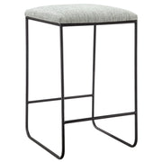 Counter Stool With Faux Linen Seat - Heathered Gray / Matte Black