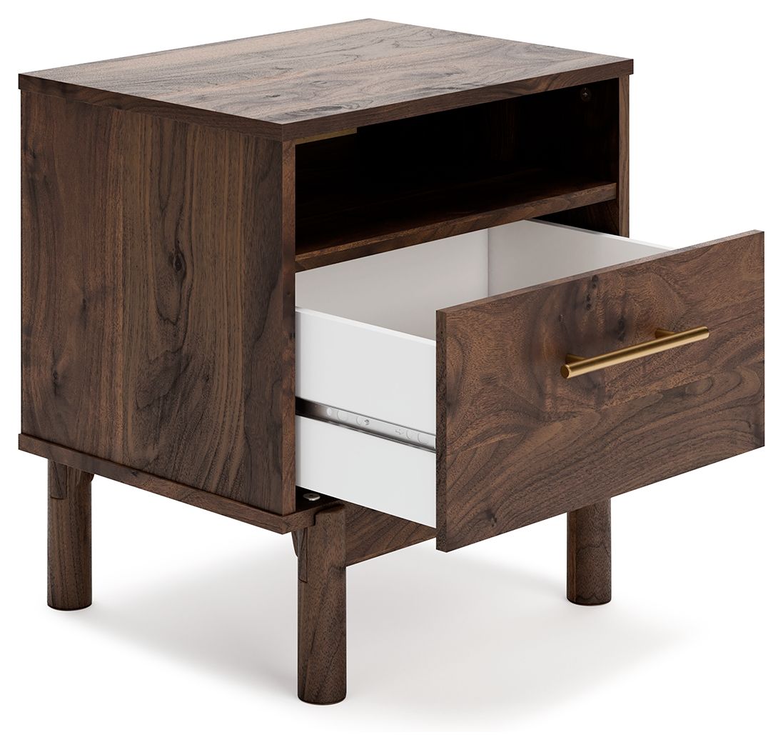 Signature Design by Ashley® Calverson - Mocha - One Drawer Night Stand - Medium | Meri Furniture