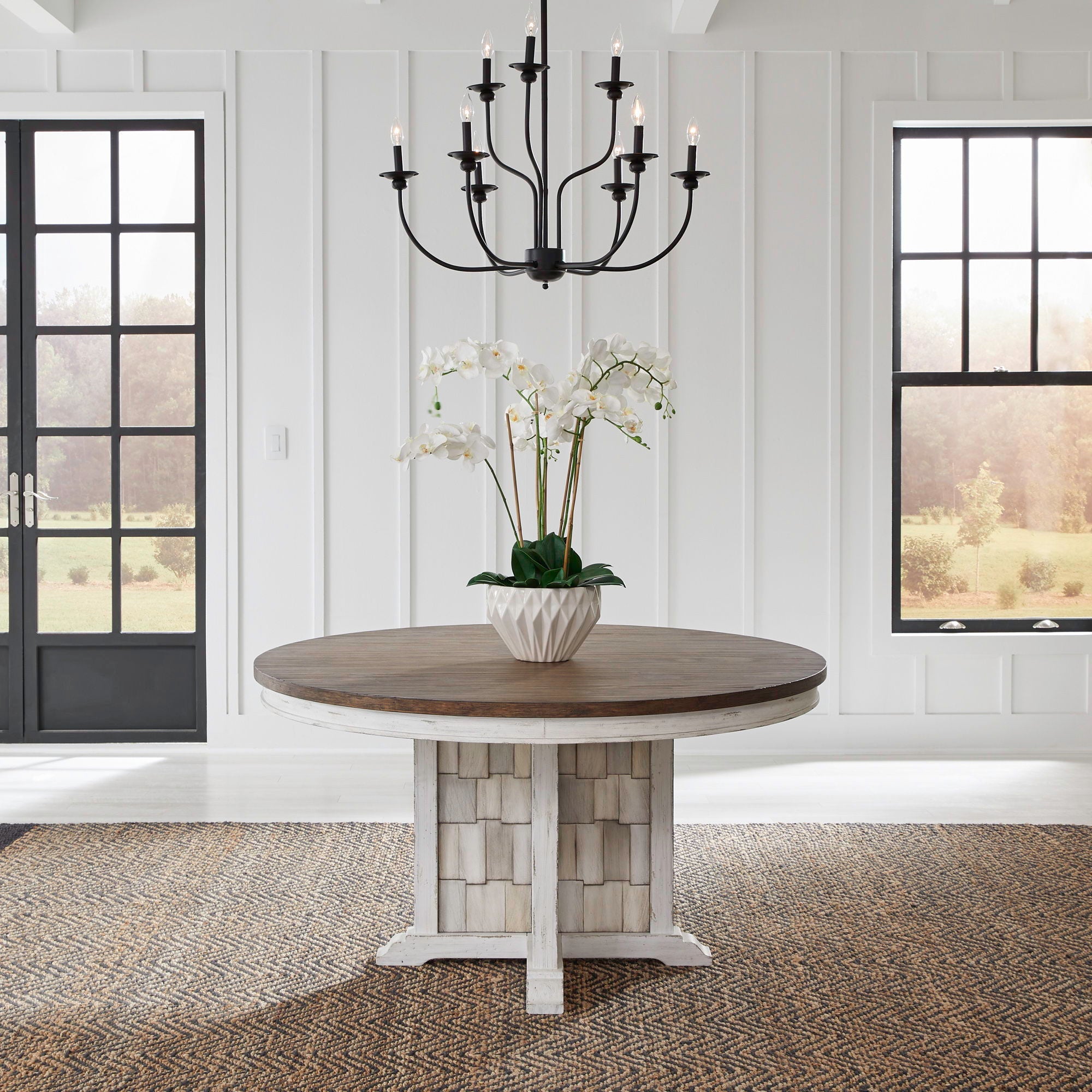 Liberty Furniture River Place - Pedestal Table Set - White | Meri Furniture